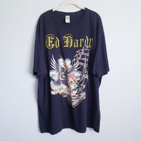 Ed Hardy Other - Vintage Ed Hardy Black Eagle Pirate Ship Tee